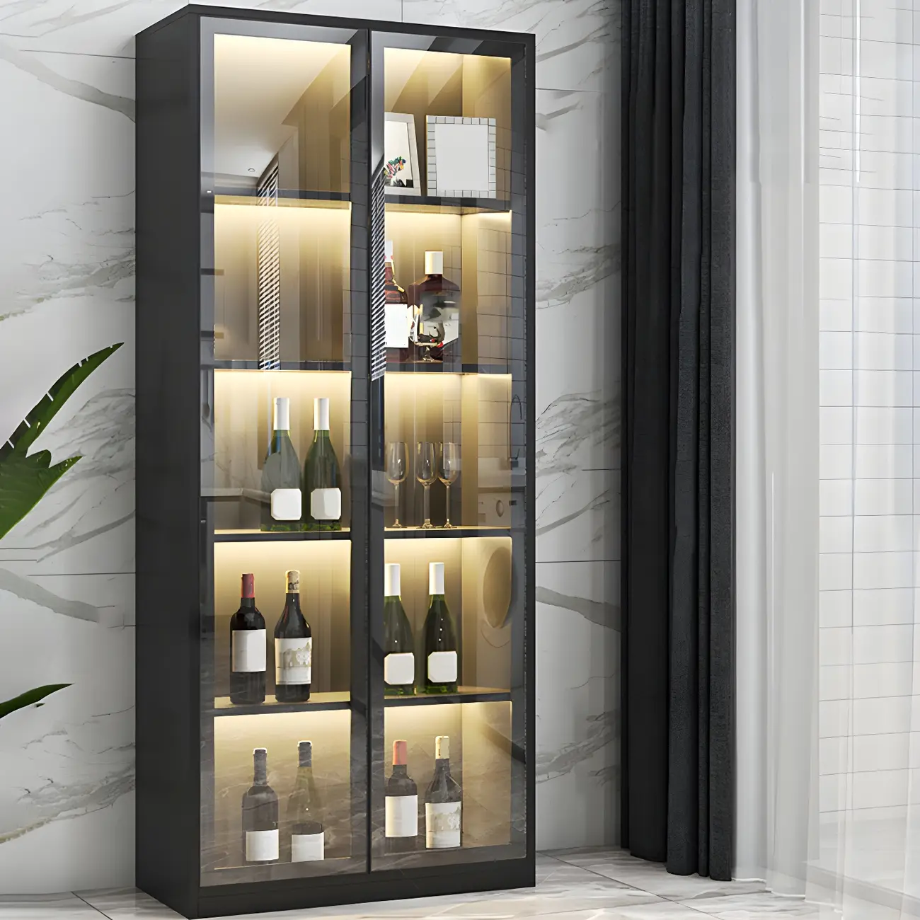 Elegant Wooden Display Cabinet with Lighting for Home Image - 8 | homeyfad