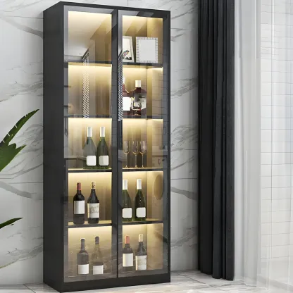 Elegant Wooden Display Cabinet with Lighting for Home Image - 8