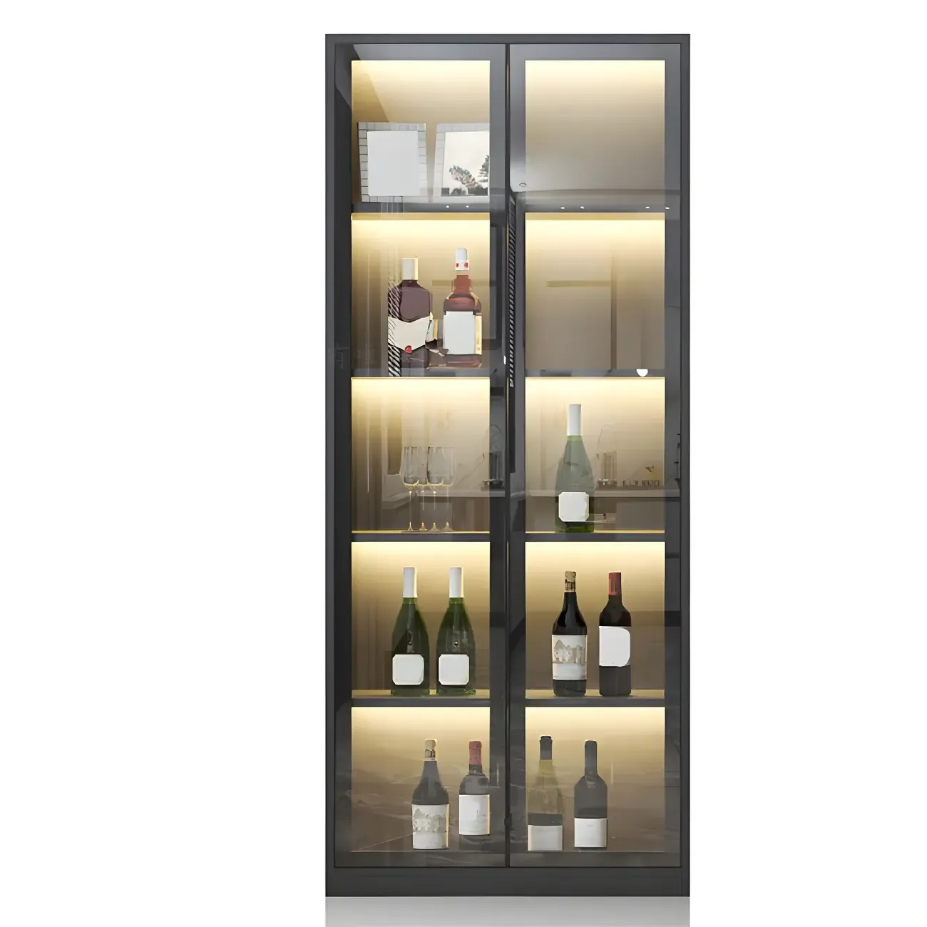 Elegant Wooden Display Cabinet with Lighting for Home Image - 9