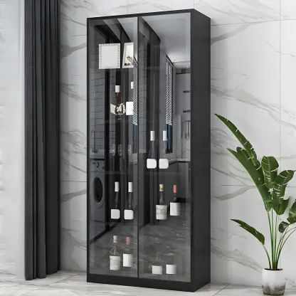 Elegant Wooden Display Cabinet with Lighting for Home Image - 13