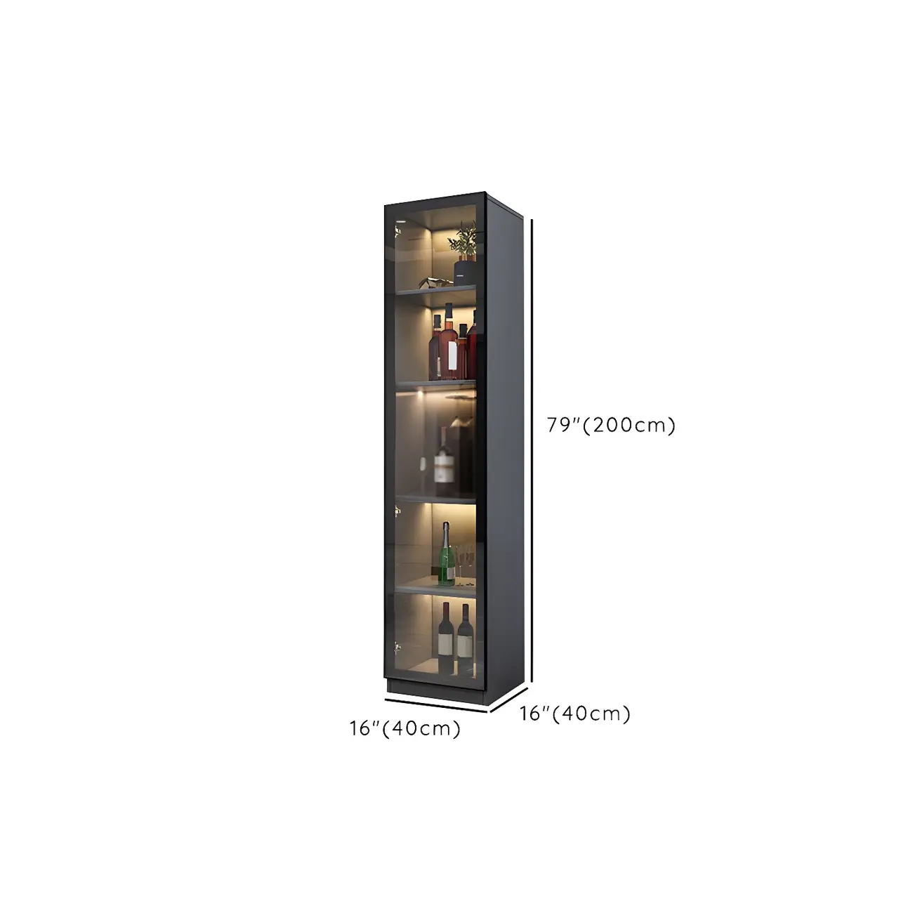 Elegant Wooden Display Cabinet with Lighting for Home #size