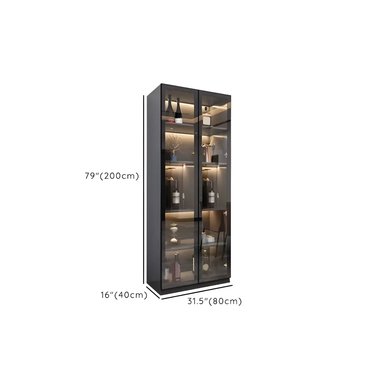 Elegant Wooden Display Cabinet with Lighting for Home Image - 15