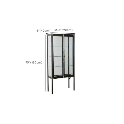 Modish Clear Glass Black Metal Curio Display Cabinet #size