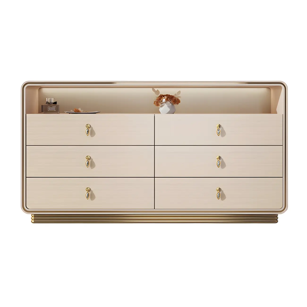 Glam Solid Wood Dresser with Gold Handles for Bedroom Image - 5 | homeyfad