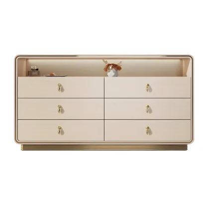 Glam Solid Wood Dresser with Gold Handles for Bedroom Image - 5