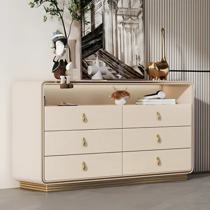 Glam Solid Wood Dresser with Gold Handles for Bedroom Image - 6
