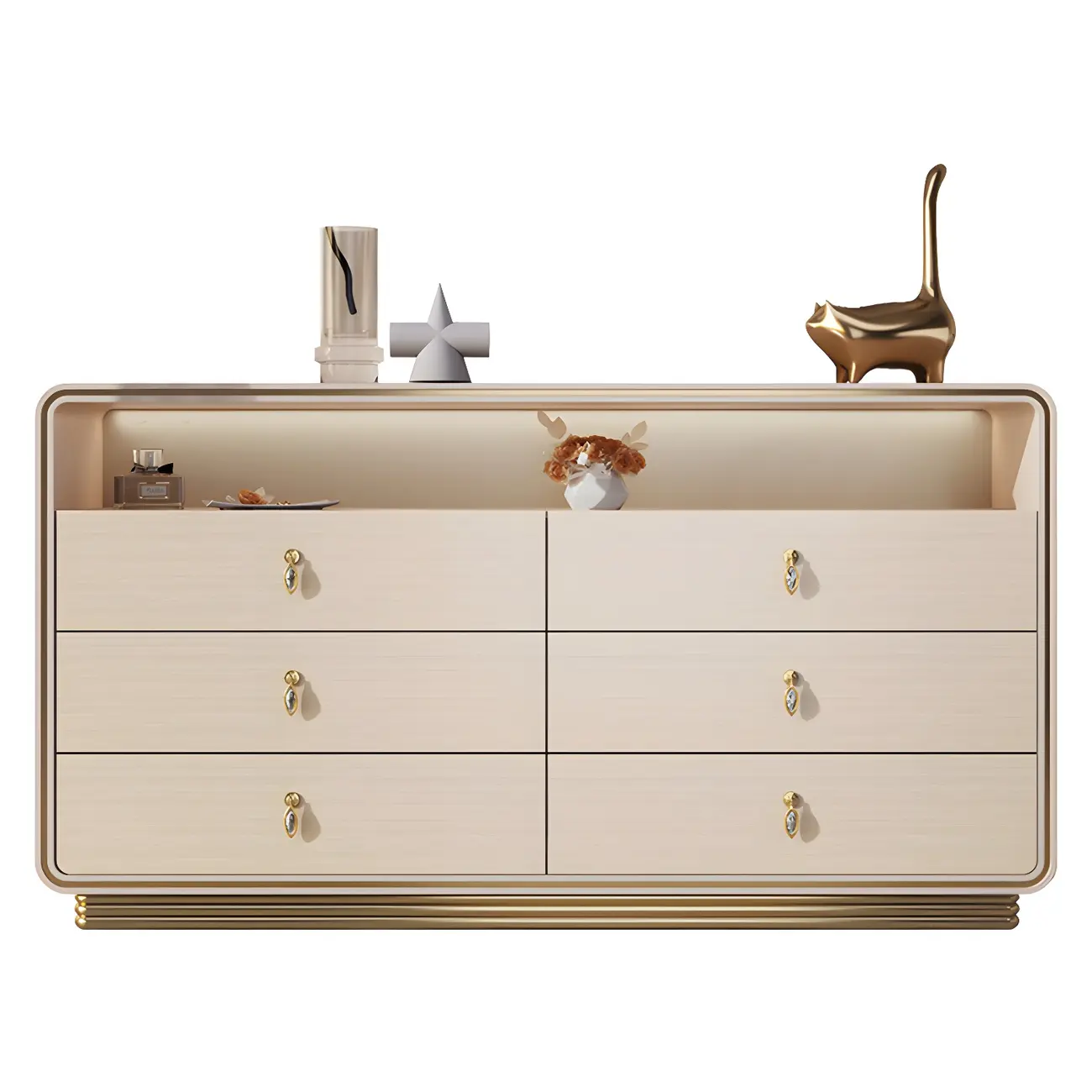 Glam Solid Wood Dresser with Gold Handles for Bedroom Image - 8 | homeyfad