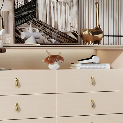Glam Solid Wood Dresser with Gold Handles for Bedroom Image - 10