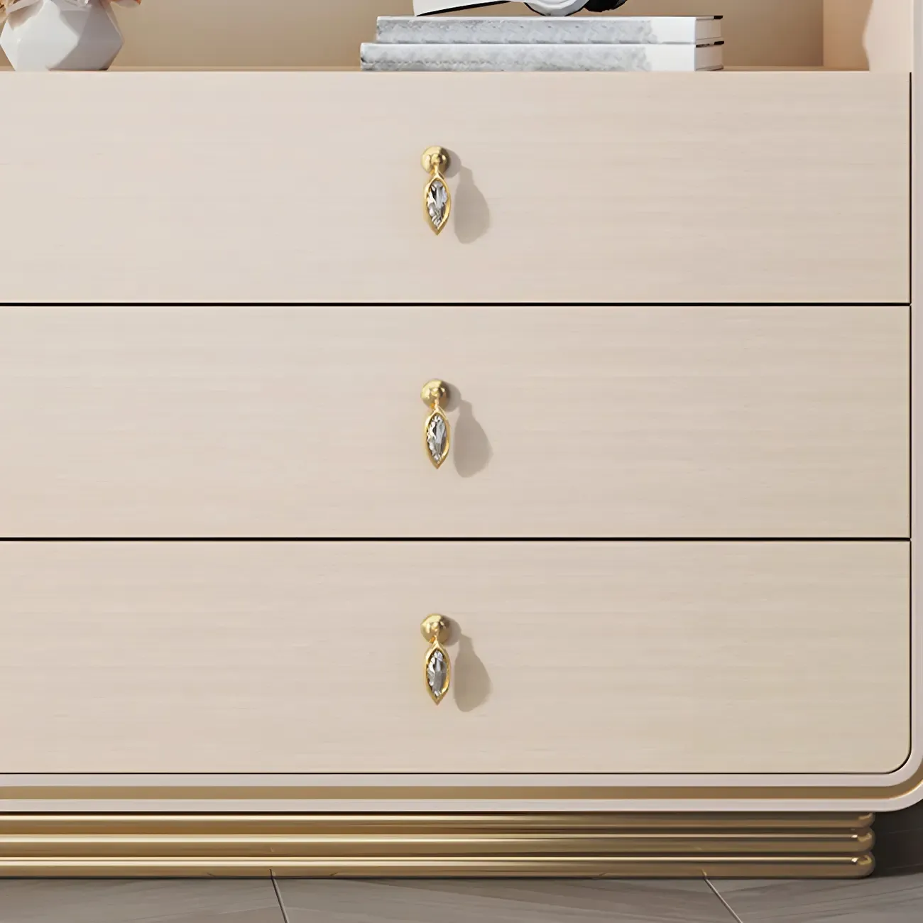 Glam Solid Wood Dresser with Gold Handles for Bedroom Image - 11