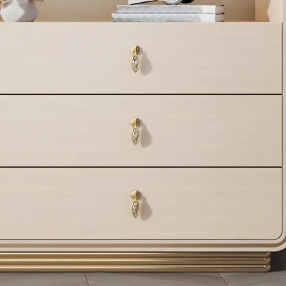 Glam Solid Wood Dresser with Gold Handles for Bedroom Image - 11