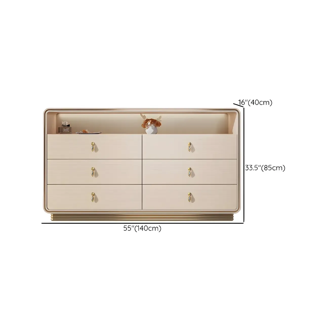 Glam Solid Wood Dresser with Gold Handles for Bedroom Image - 14