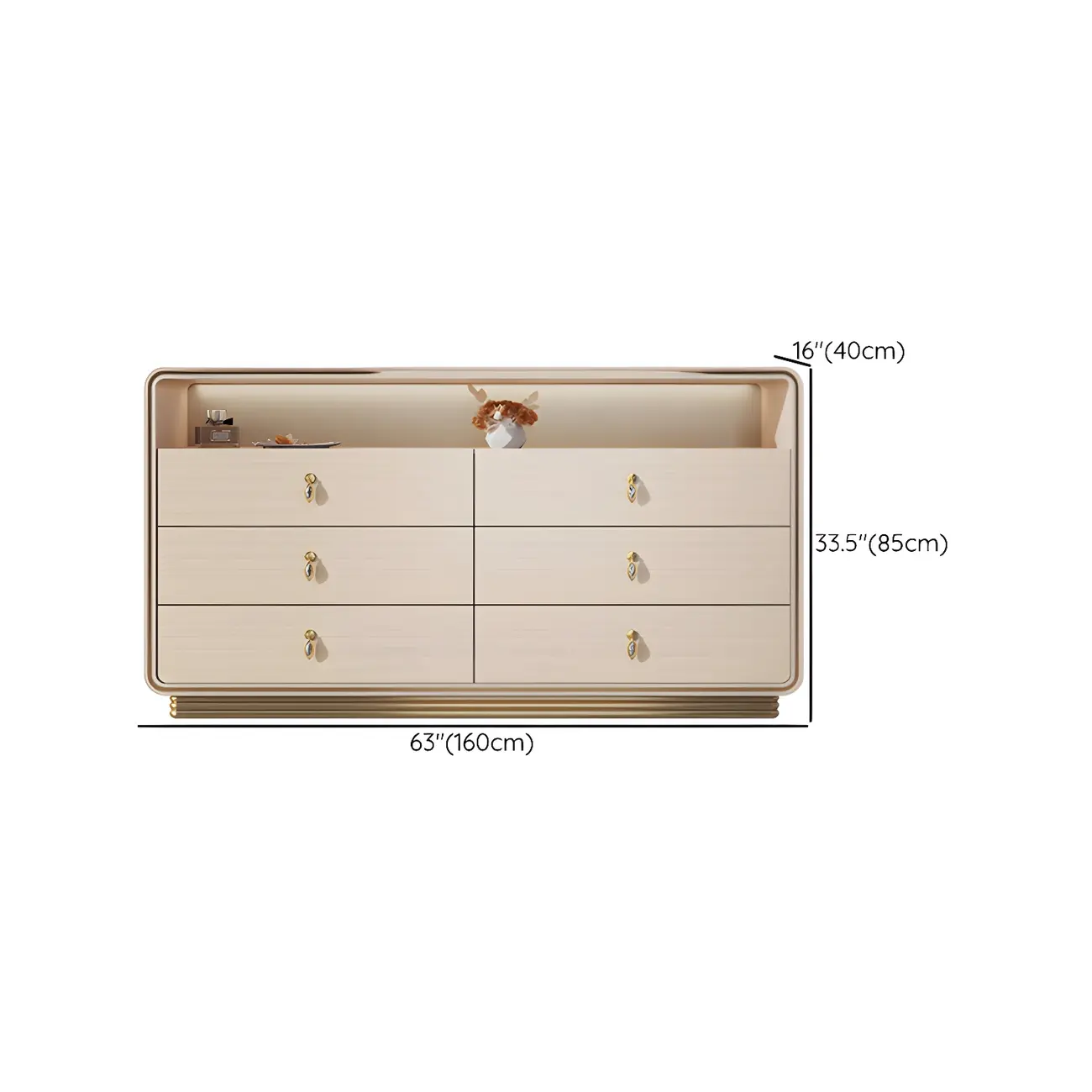 Glam Solid Wood Dresser with Gold Handles for Bedroom Image - 15 | homeyfad