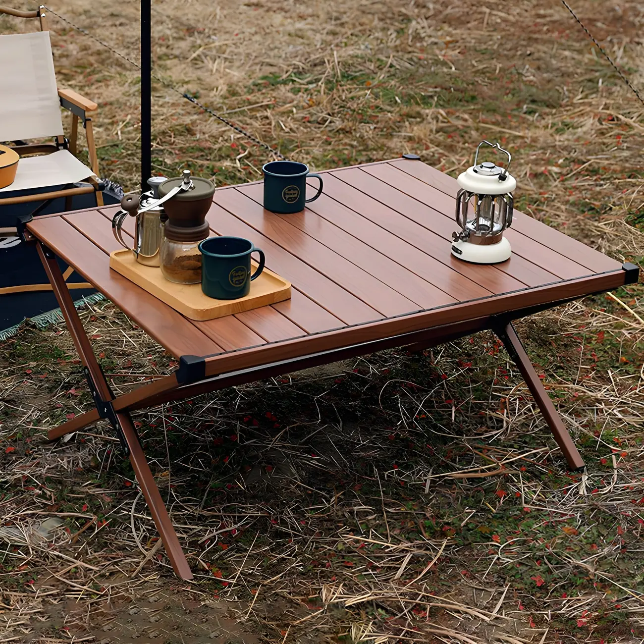 Brown Metal Outdoor Folding Dining Table Image - 1 | homeyfad