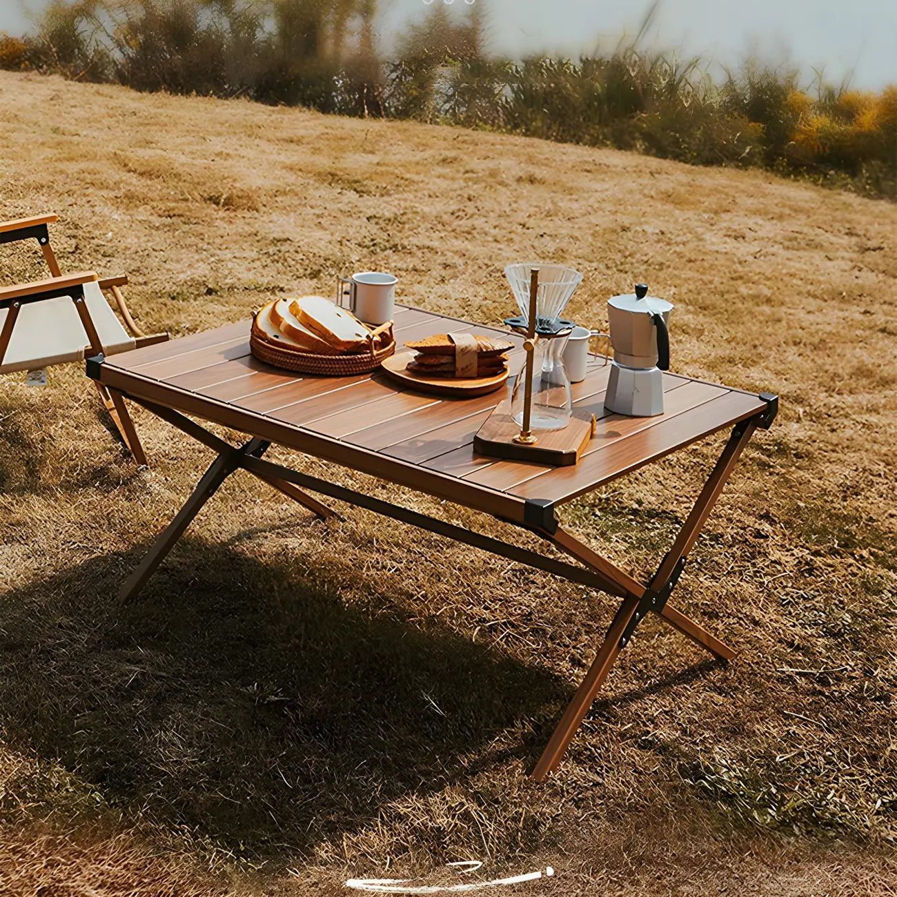 Brown Metal Outdoor Folding Dining Table Image - 2 | homeyfad