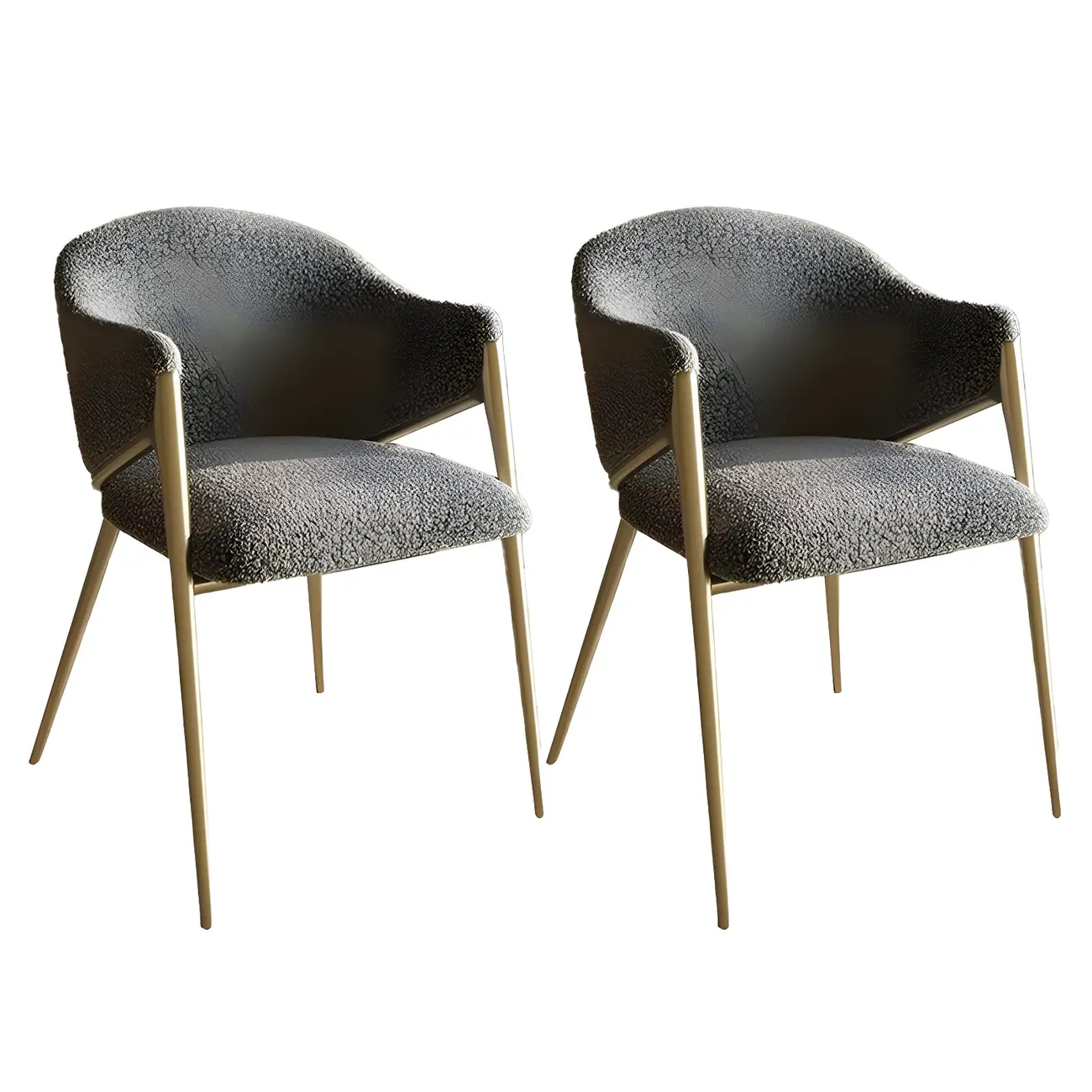 Contemporary Sherpa Low Back White Dining Chairs Set Of 2 Image - 3 | homeyfad