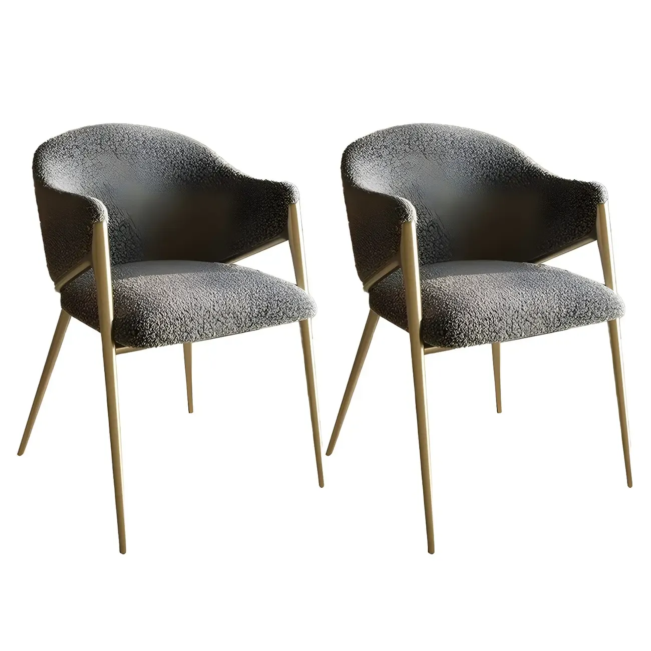 Contemporary Sherpa Low Back White Dining Chairs Set Of 2 Image - 3