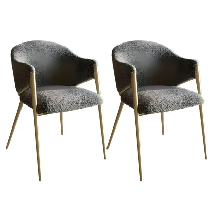 Contemporary Sherpa Low Back White Dining Chairs Set Of 2 Image - 3