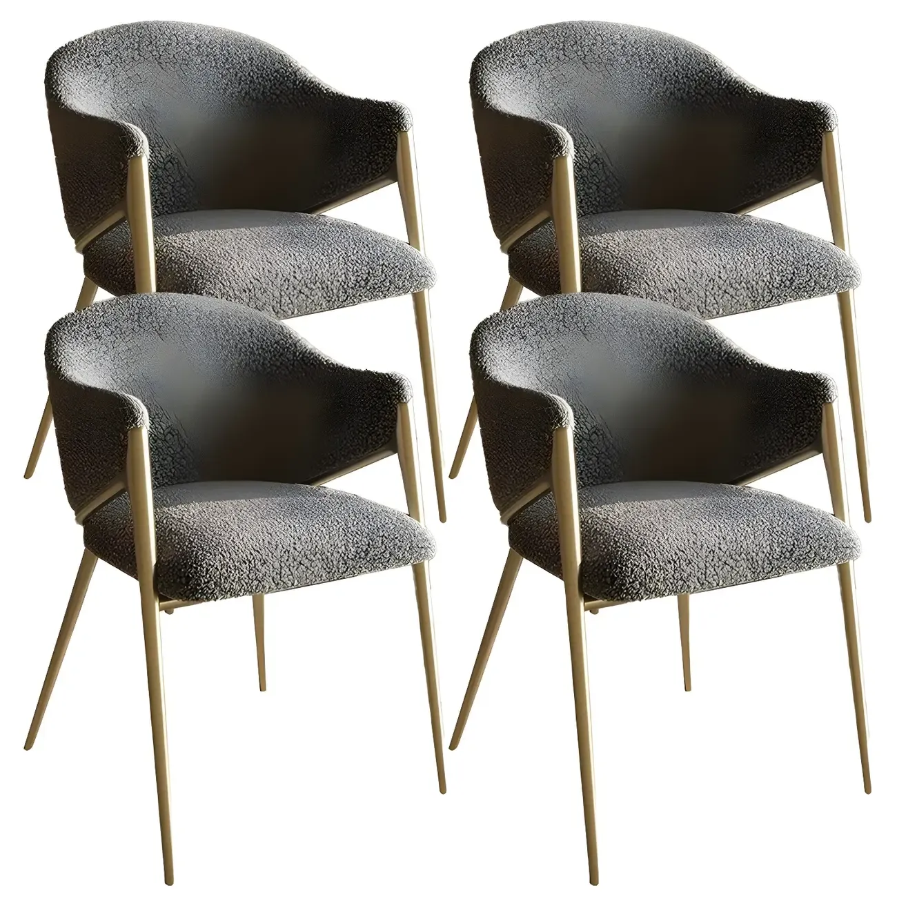 Contemporary Sherpa Low Back White Dining Chairs Set Of 2 Image - 6