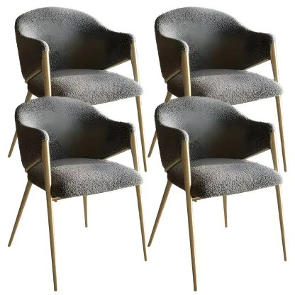 Contemporary Sherpa Low Back White Dining Chairs Set Of 2 Image - 6