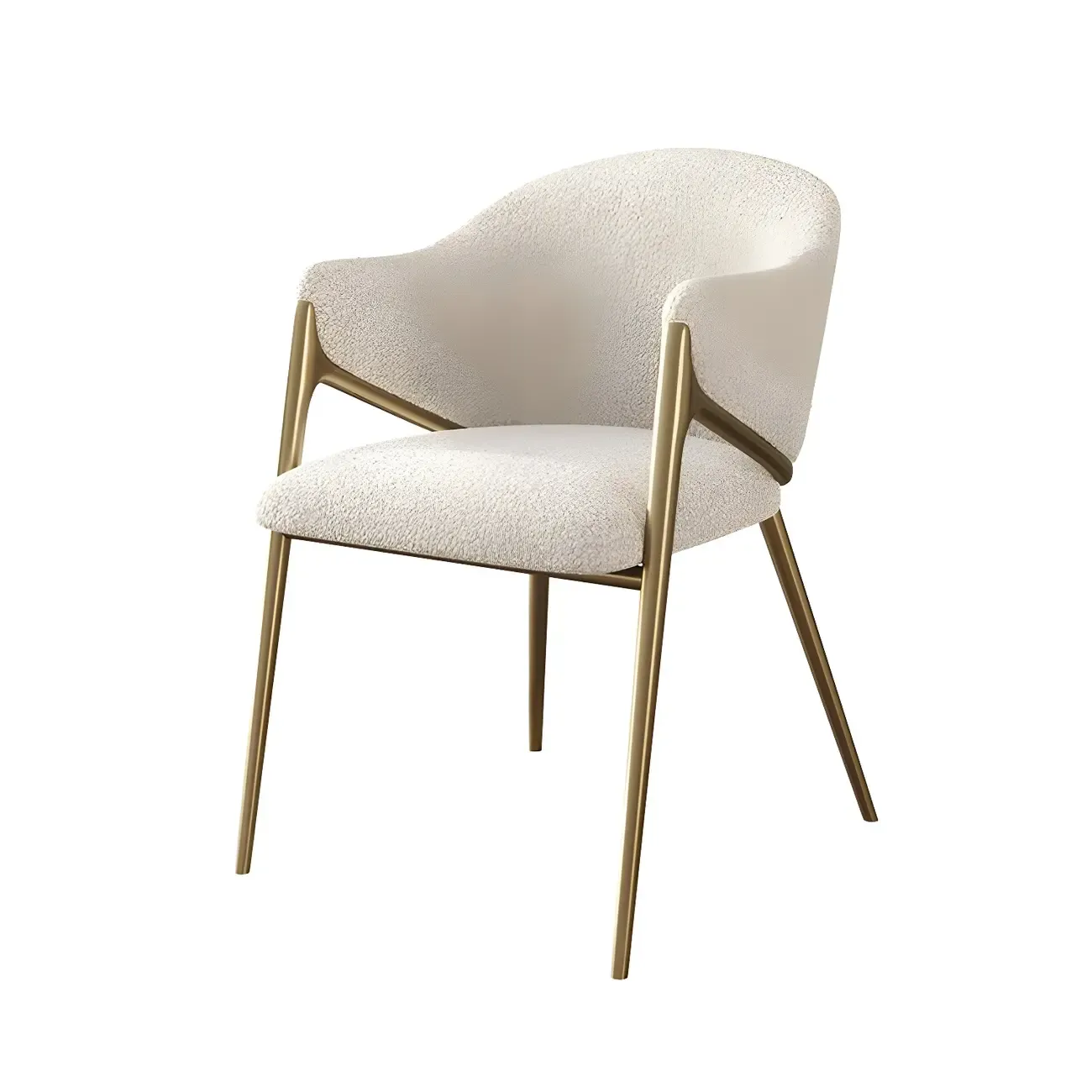 Contemporary Sherpa Low Back White Dining Chairs Set Of 2 Image - 9