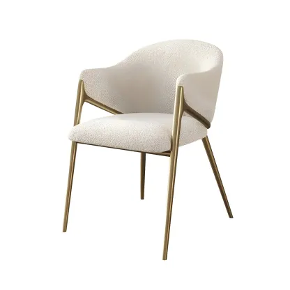 Contemporary Sherpa Low Back White Dining Chairs Set Of 2 Image - 9