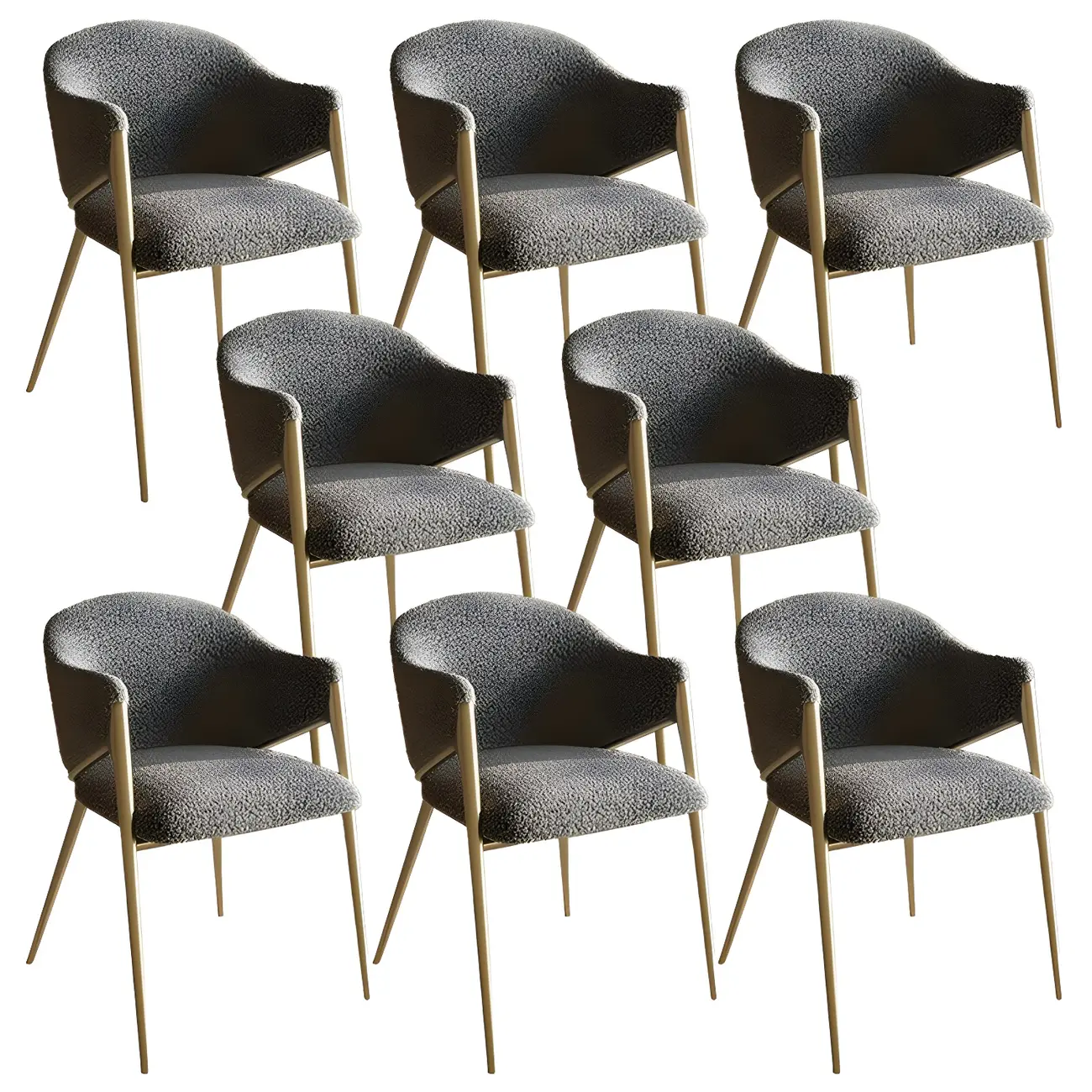 Contemporary Sherpa Low Back White Dining Chairs Set Of 2 Image - 10 | homeyfad