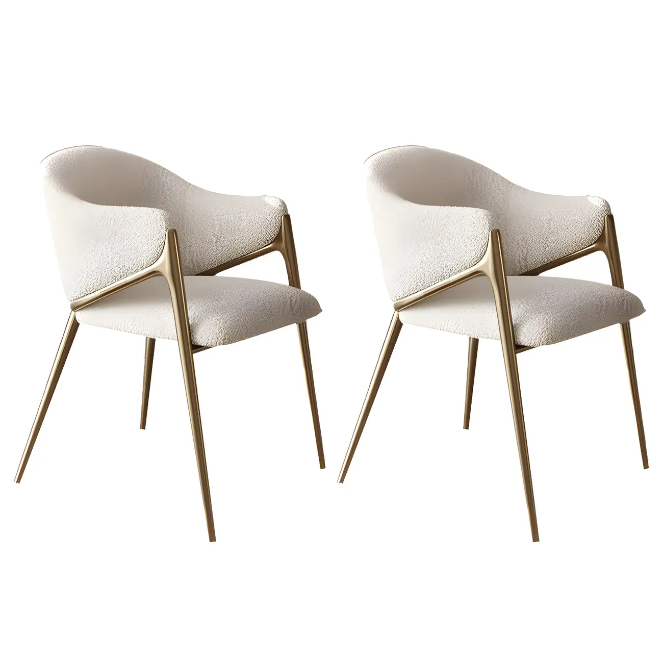 Contemporary Sherpa Low Back White Dining Chairs Set Of 2 Image - 13 | homeyfad