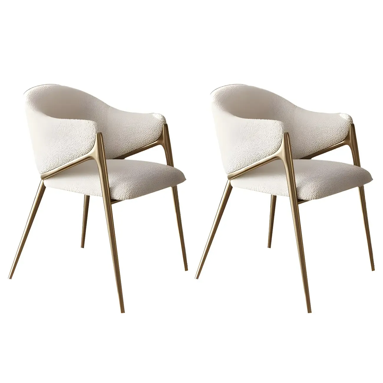 Contemporary Sherpa Low Back White Dining Chairs Set Of 2 Image - 13