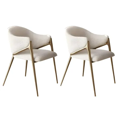 Contemporary Sherpa Low Back White Dining Chairs Set Of 2 Image - 13
