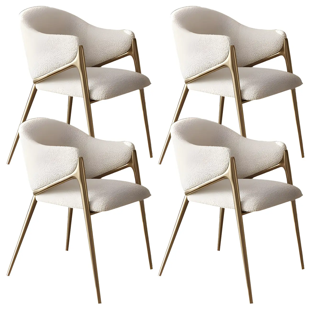 Contemporary Sherpa Low Back White Dining Chairs Set Of 2 Image - 16 | homeyfad