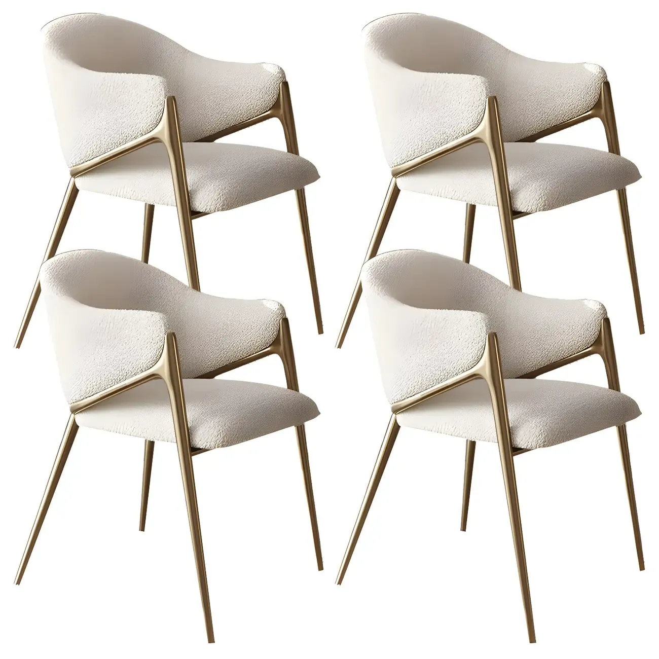 Contemporary Sherpa Low Back White Dining Chairs Set Of 2 Image - 16