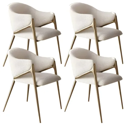 Contemporary Sherpa Low Back White Dining Chairs Set Of 2 Image - 16