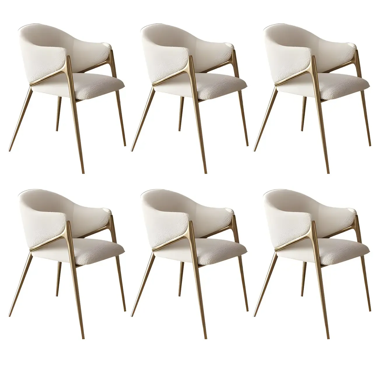 Contemporary Sherpa Low Back White Dining Chairs Set Of 2 Image - 17