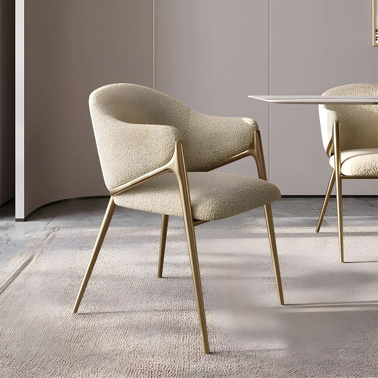 Contemporary Sherpa Low Back White Dining Chairs Set Of 2 Image - 18 | homeyfad