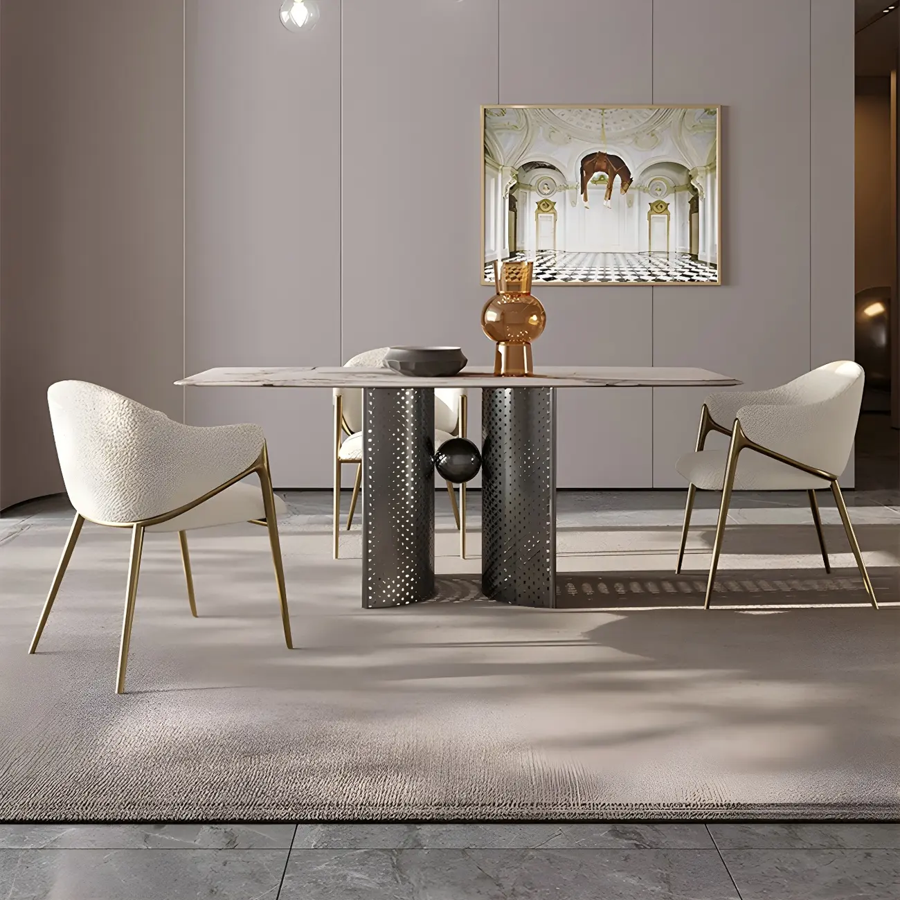 Contemporary Sherpa Low Back White Dining Chairs Set Of 2 Image - 19 | homeyfad