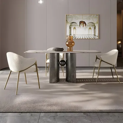 Contemporary Sherpa Low Back White Dining Chairs Set Of 2 Image - 19