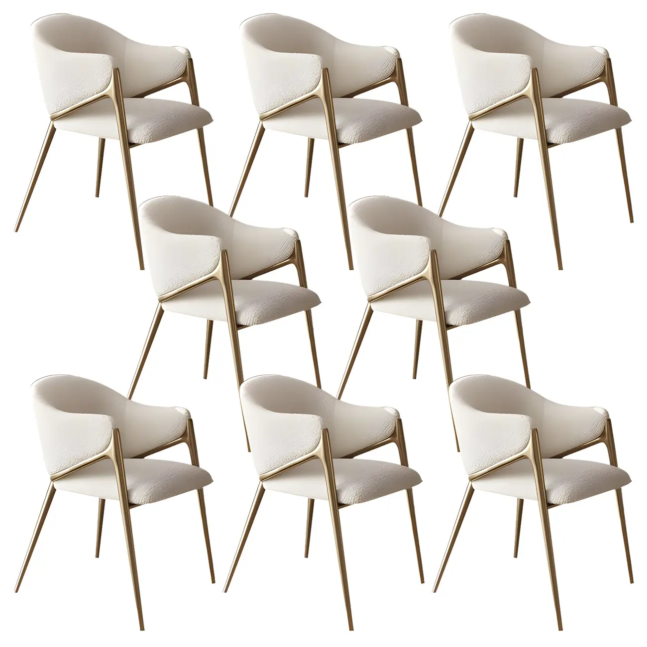 Contemporary Sherpa Low Back White Dining Chairs Set Of 2 Image - 20 | homeyfad