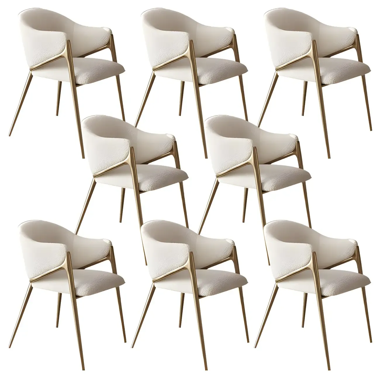 Contemporary Sherpa Low Back White Dining Chairs Set Of 2 Image - 20