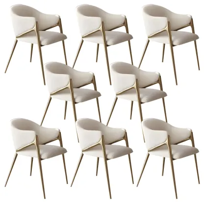 Contemporary Sherpa Low Back White Dining Chairs Set Of 2 Image - 20