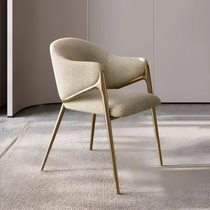 Contemporary Sherpa Low Back White Dining Chairs Set Of 2 Image - 26