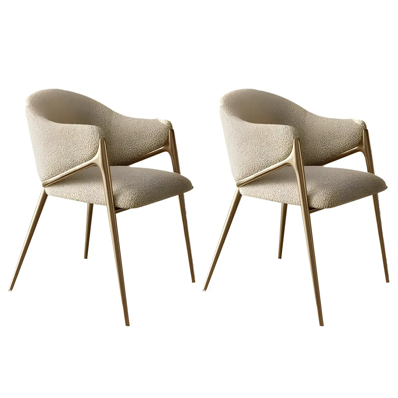 Contemporary Sherpa Low Back White Dining Chairs Set Of 2 Image - 27