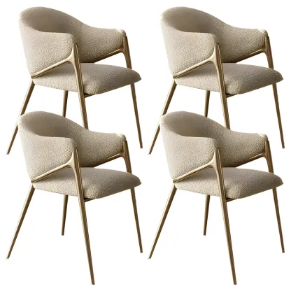 Contemporary Sherpa Low Back White Dining Chairs Set Of 2 Image - 28