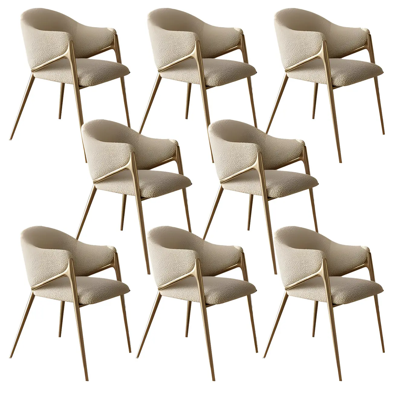 Contemporary Sherpa Low Back White Dining Chairs Set Of 2 Image - 30 | homeyfad