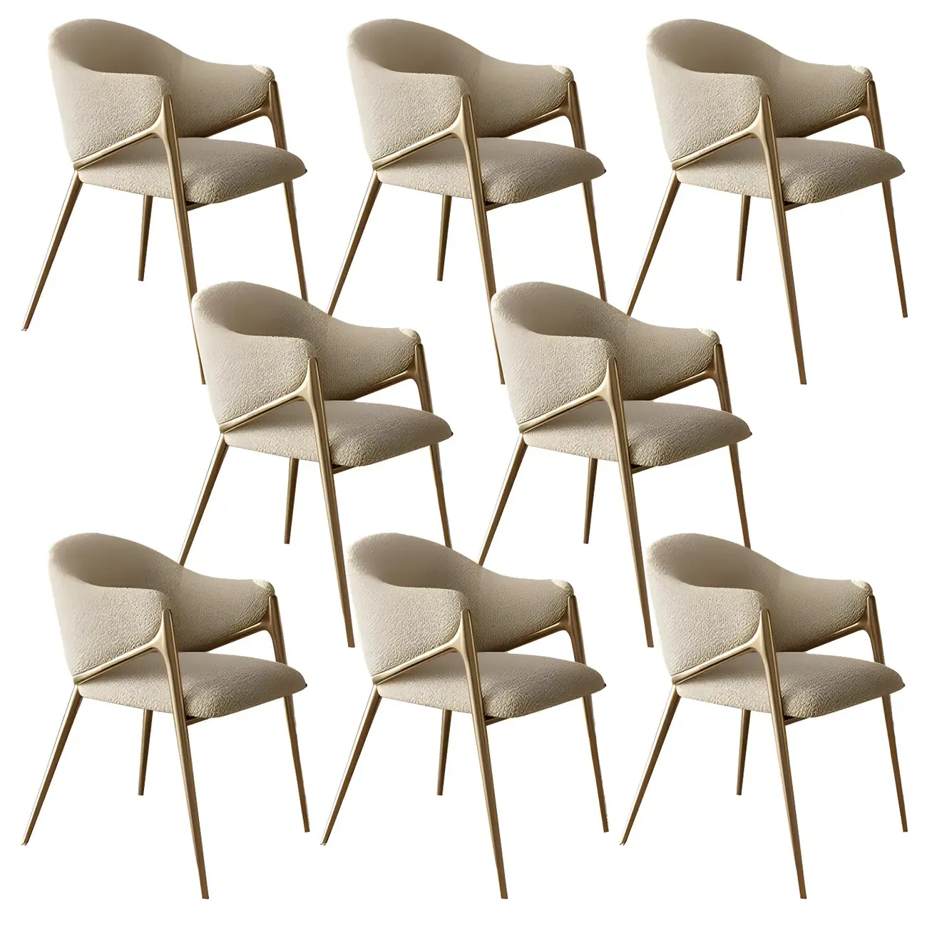 Contemporary Sherpa Low Back White Dining Chairs Set Of 2 Image - 30