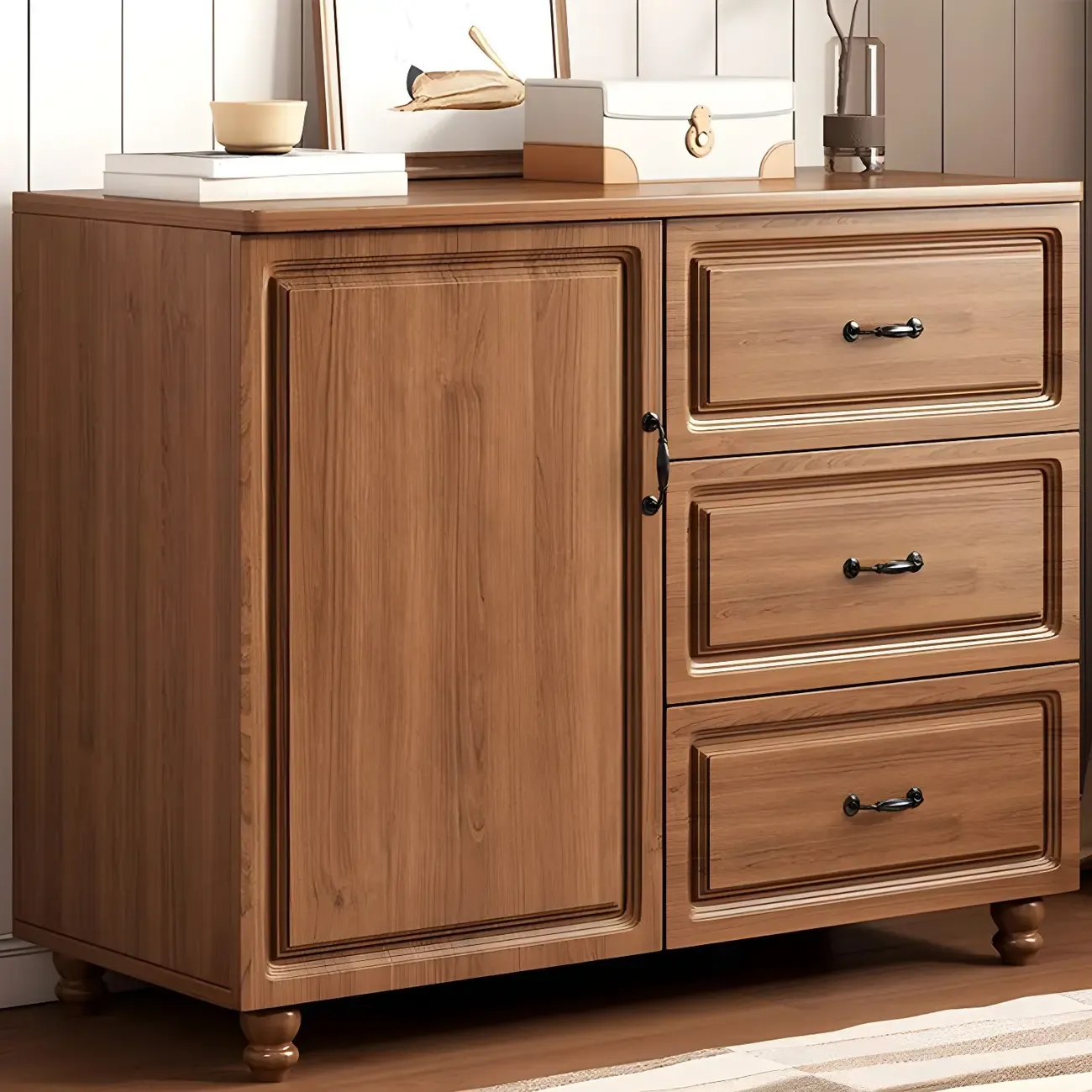 Vintage Nut-Brown Wooden Dressers & Chests with Drawers Image - 2