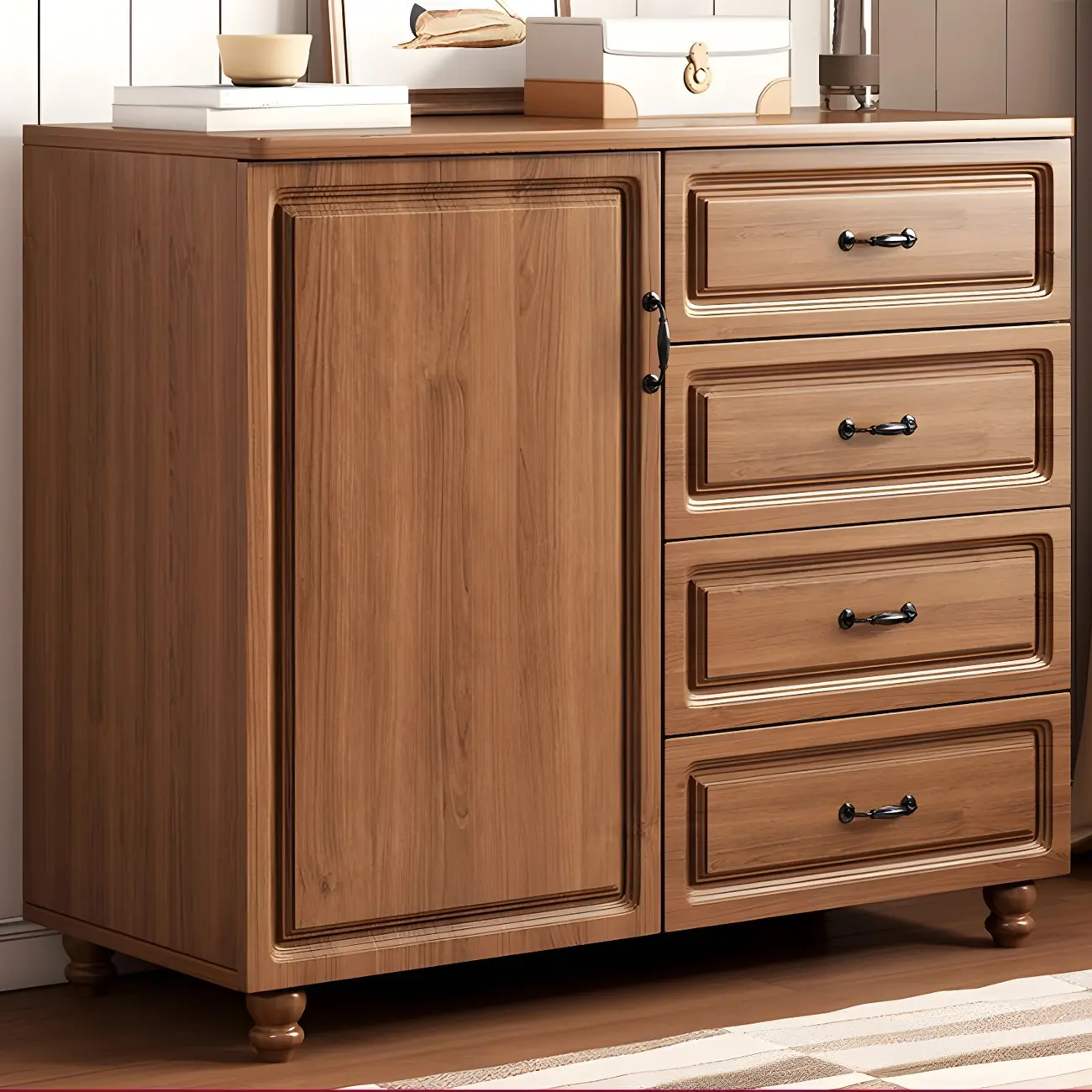 Vintage Nut-Brown Wooden Dressers & Chests with Drawers Image - 4 | homeyfad