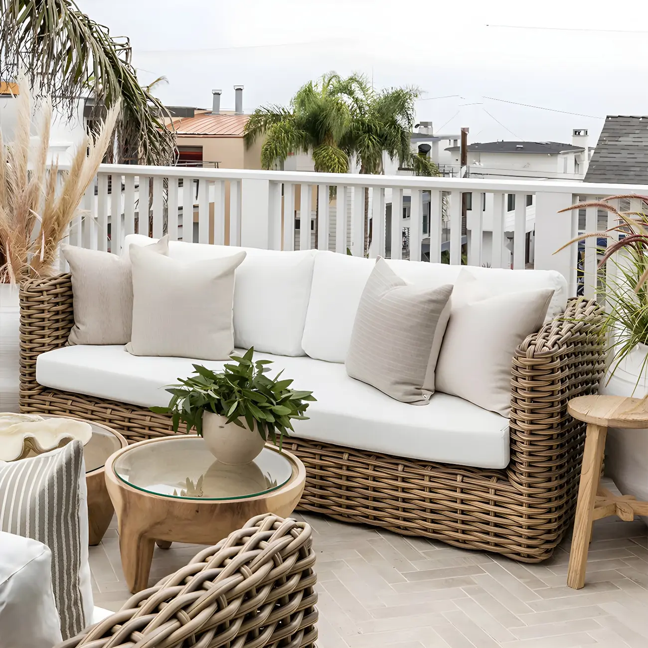 Modern Rattan Patio Sofa Set - UV & Water Resistant Image - 2 | homeyfad
