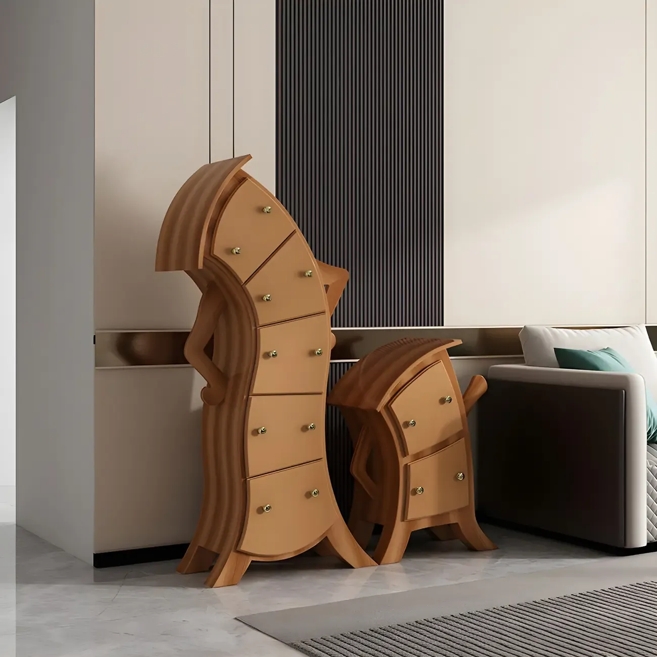 Moedern Wood Vertical Lingerie Chest Anthropomorphic Design Image - 6