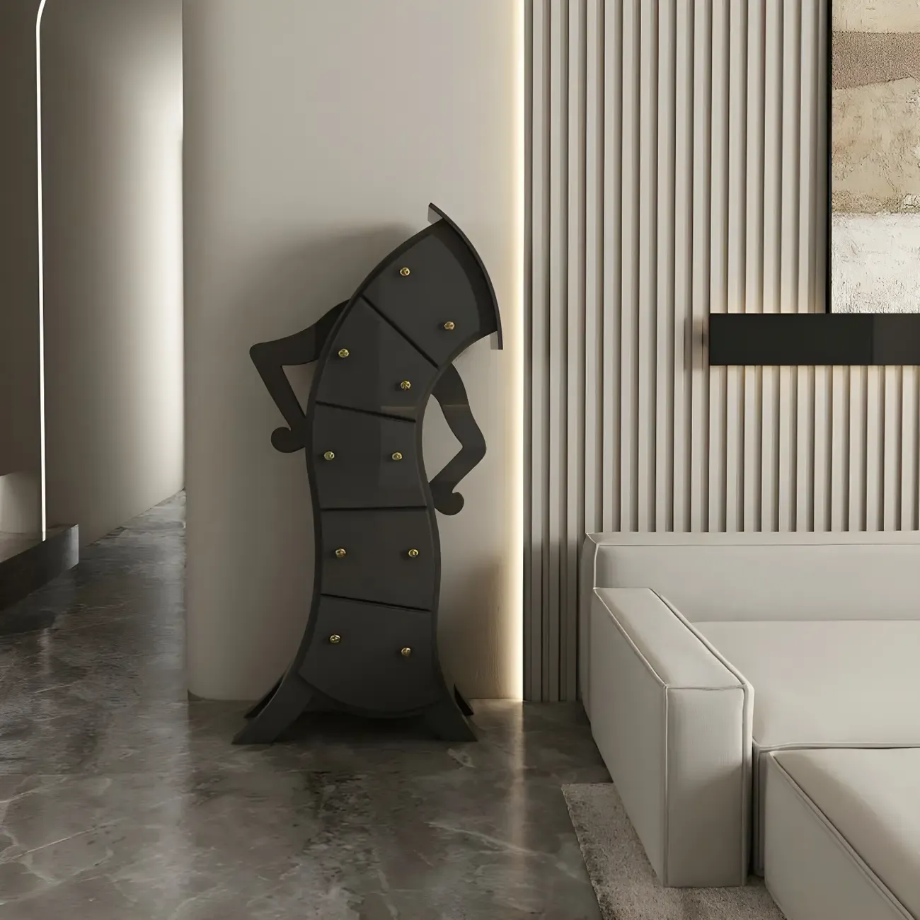 Moedern Wood Vertical Lingerie Chest Anthropomorphic Design Image - 8