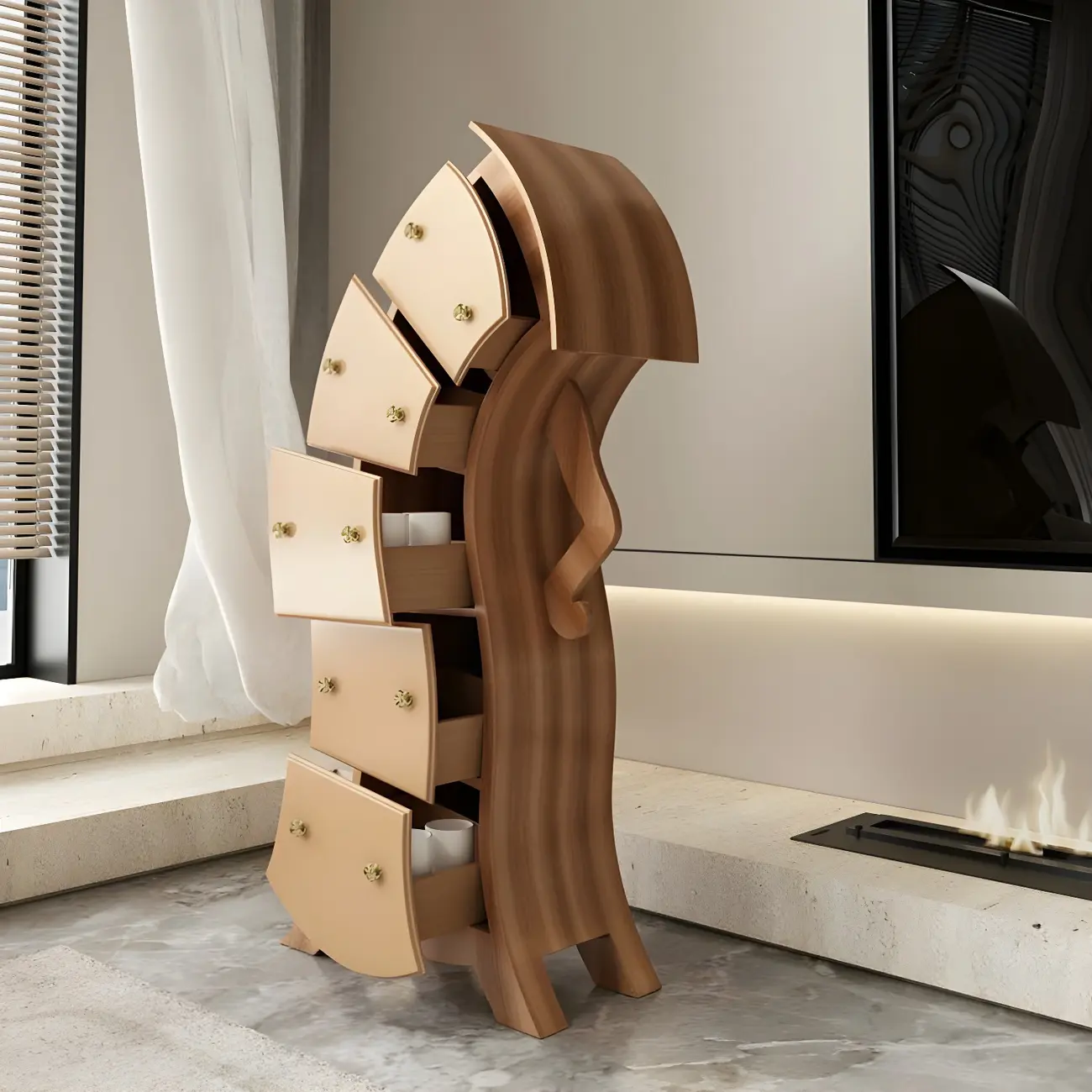 Moedern Wood Vertical Lingerie Chest Anthropomorphic Design Image - 16 | homeyfad